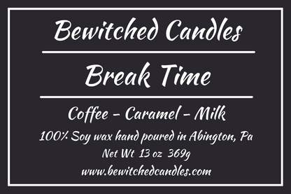 100% Soy wax candle hand poured in our USA made glass jars using premium fragrance oils cotton wicks with hints of Coffee, Caramel, Vanilla