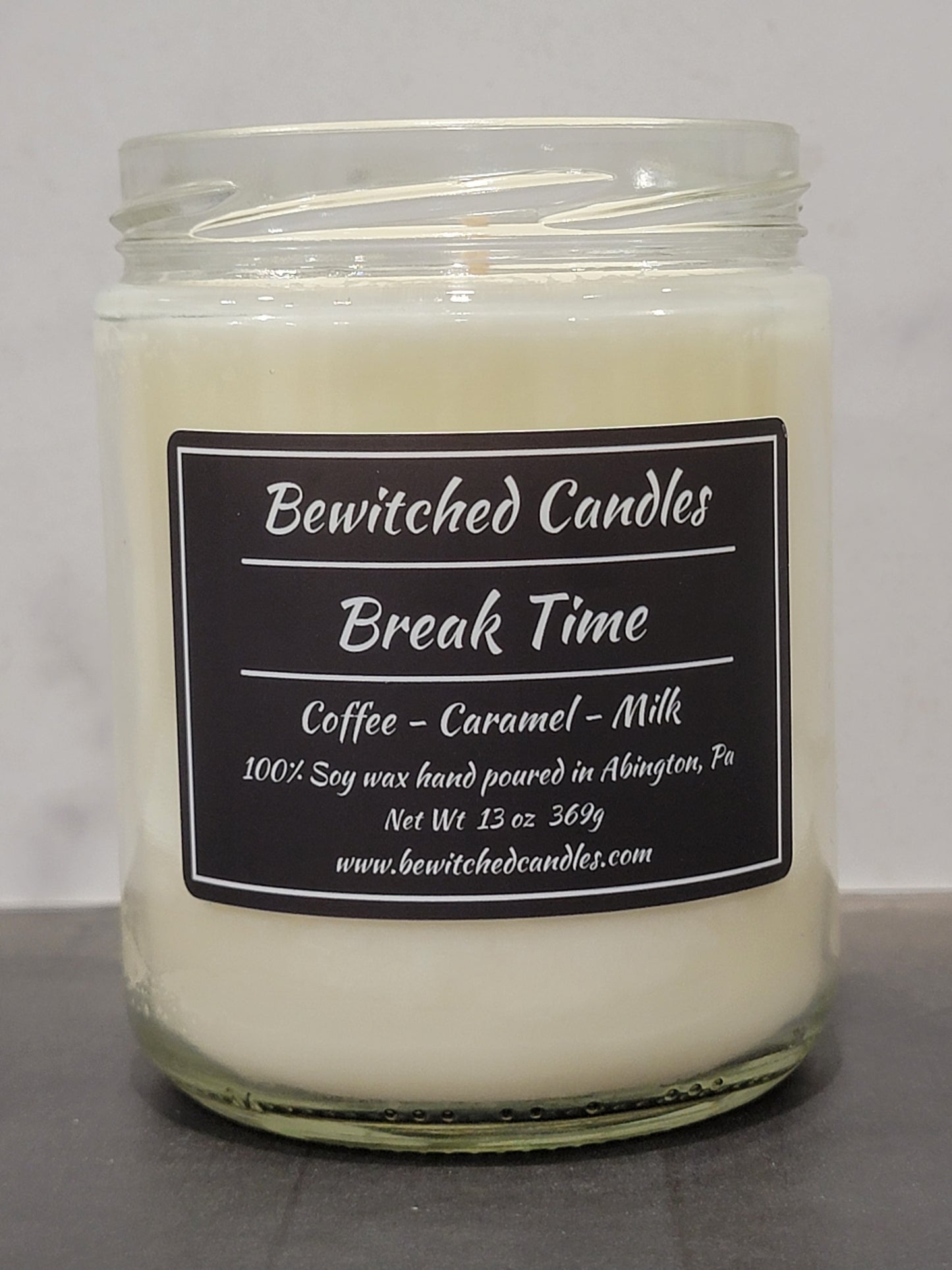 100% Soy wax candle hand poured in our USA made glass jars using premium fragrance oils cotton wicks with hints of Coffee, Caramel, Vanilla