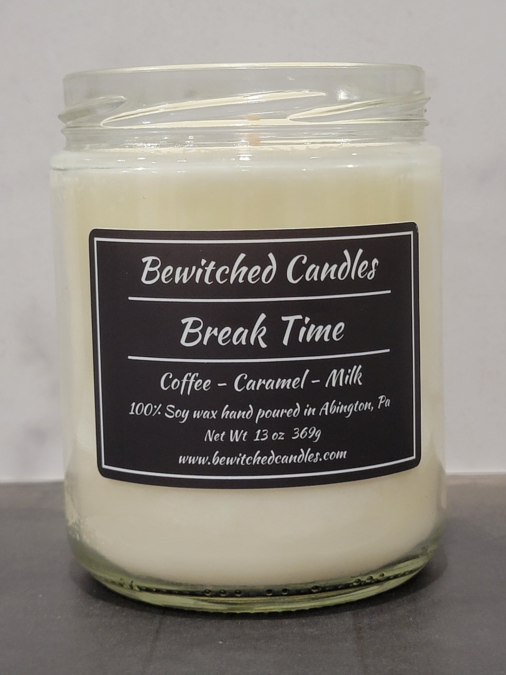 100% Soy wax candle hand poured in our USA made glass jars using premium fragrance oils cotton wicks with hints of Coffee, Caramel, Vanilla