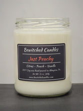 Load image into Gallery viewer, 100% Soy wax candle hand poured in our USA made glass jars using premium fragrance oils cotton wicks with hints of Citrus, Peach, Vanilla
