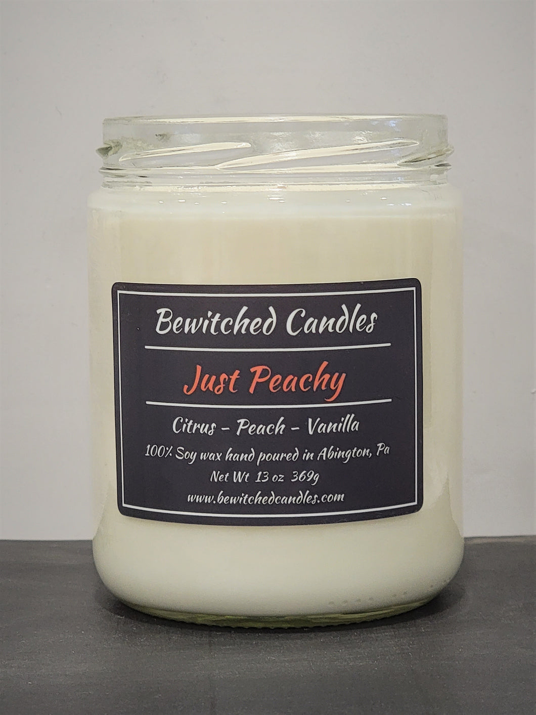100% Soy wax candle hand poured in our USA made glass jars using premium fragrance oils cotton wicks with hints of Citrus, Peach, Vanilla