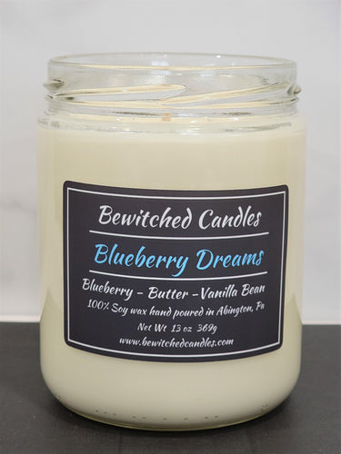 100% Soy wax candle hand poured in our USA made glass jars using premium fragrance oils cotton wicks with hints of Blueberry, Butter, Vanilla Bean