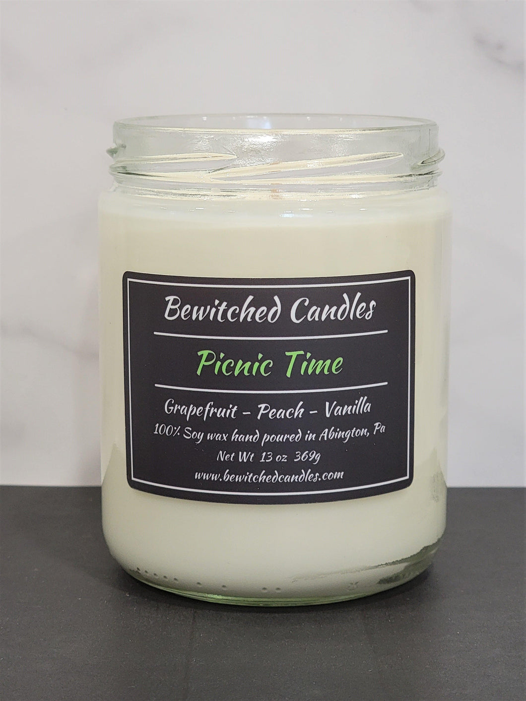 100% Soy wax candle hand poured in our USA made glass jars using premium fragrance oils cotton wicks with hints of Grapefruit, Peach, Vanilla