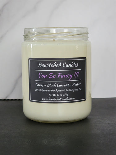 100% Soy wax candle hand poured in our USA made glass jars using premium fragrance oils cotton wicks with hints of Citrus, Black Currant, Amber